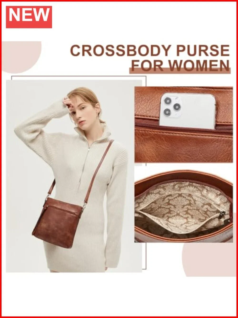 3pcs PU Leather Hobo Crossbody Bag Set Women Convertible Backpack Shoulder